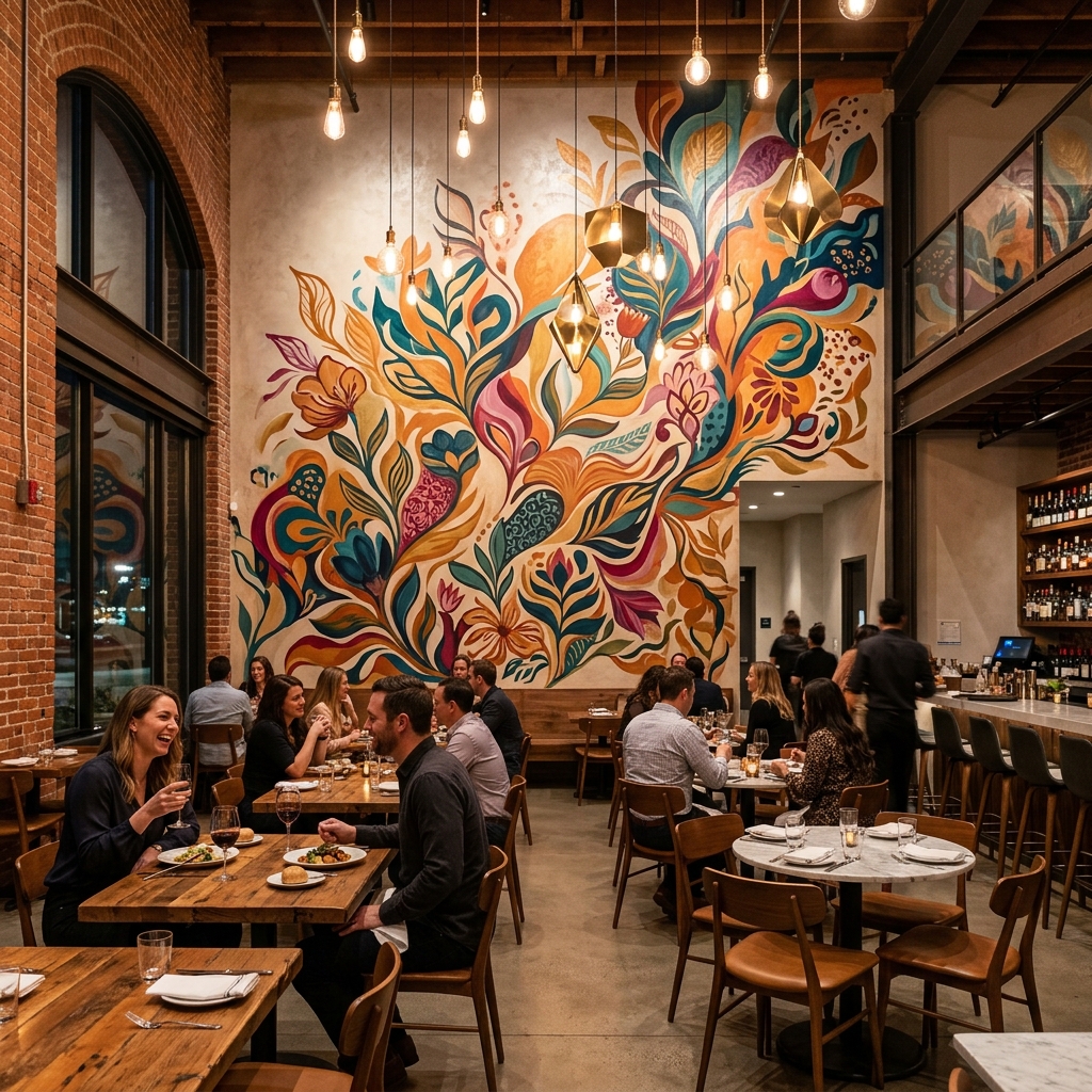 Restaurant wall decor ideas - custom mural designs for restaurants
